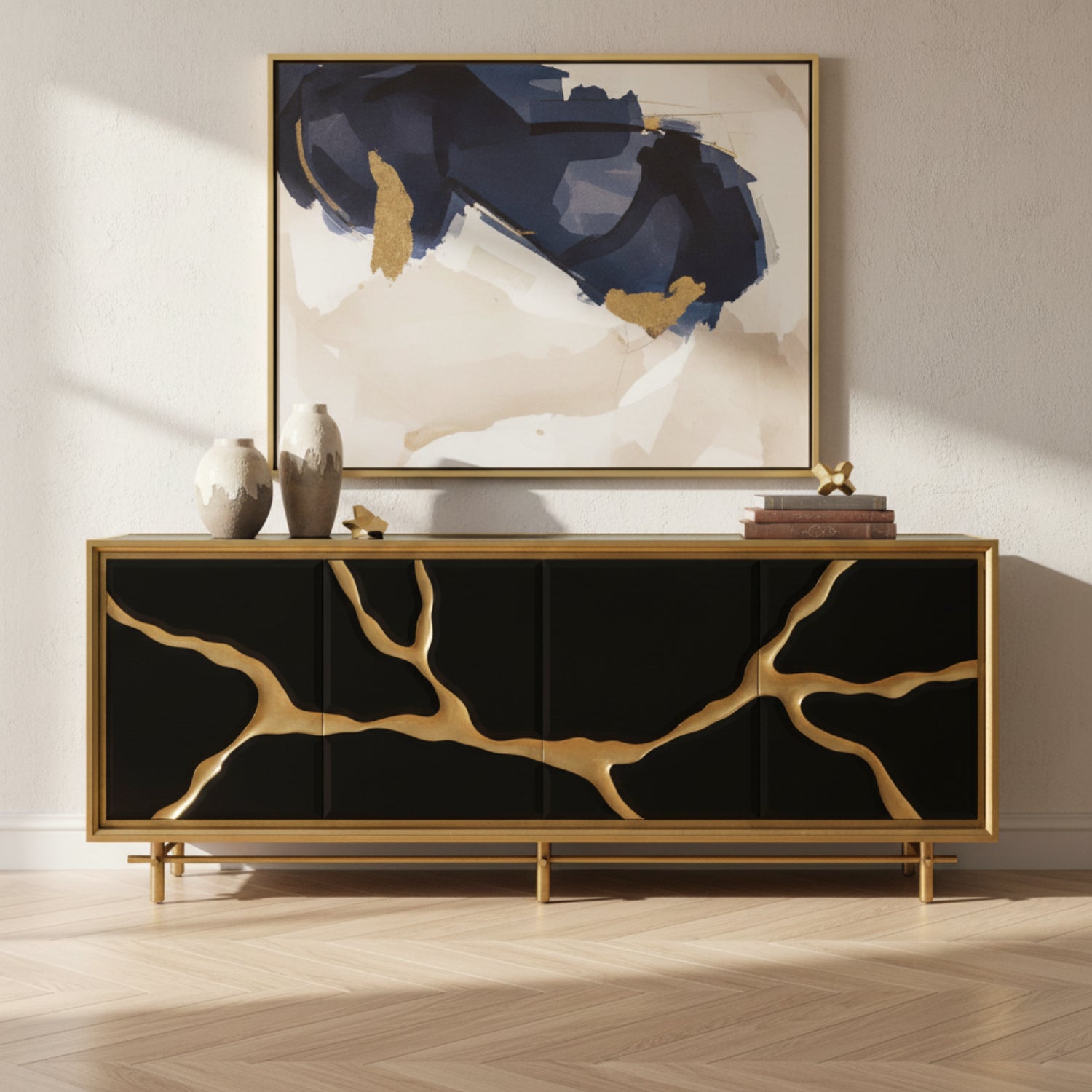 John Richard Ravine Black Four-Door Credenza