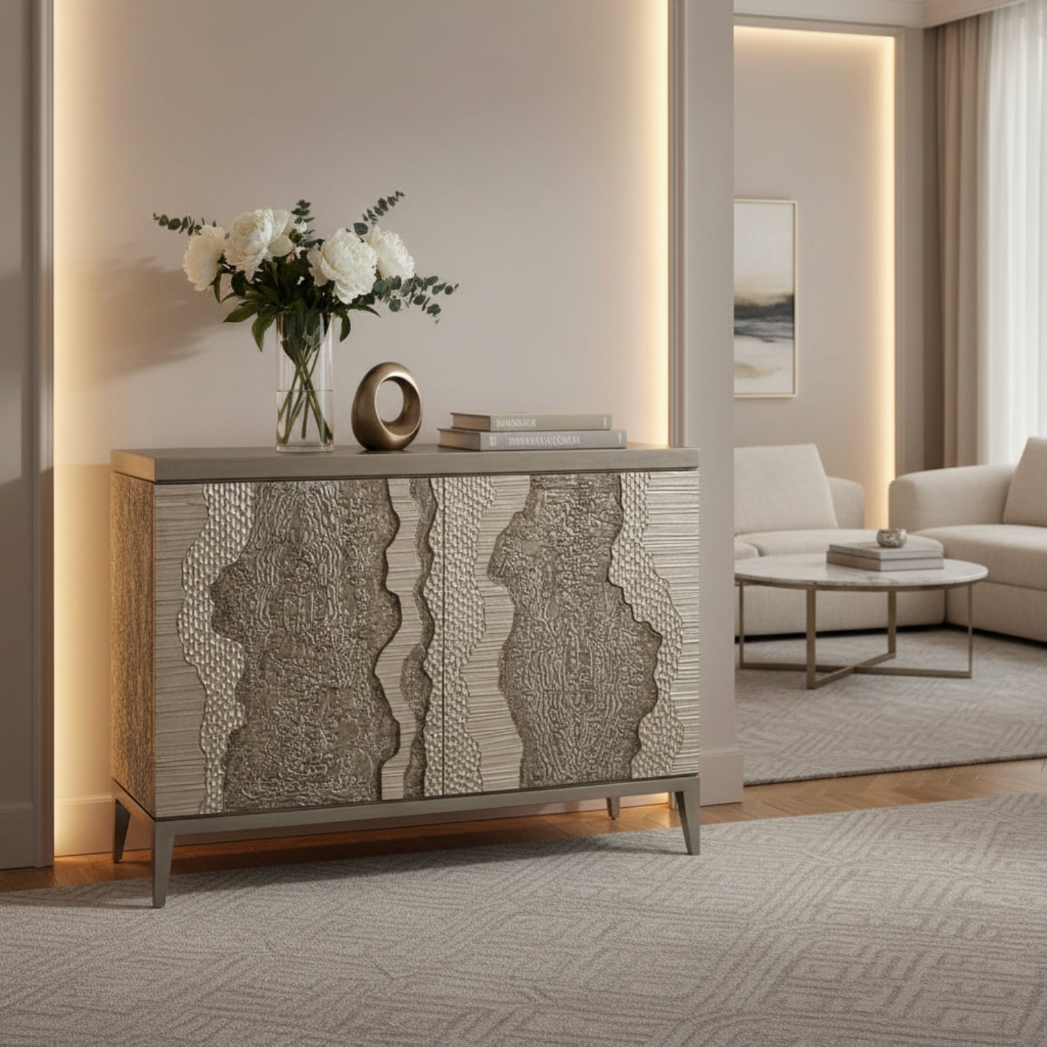 John Richard River's Edge Silver Two-Door Chest
