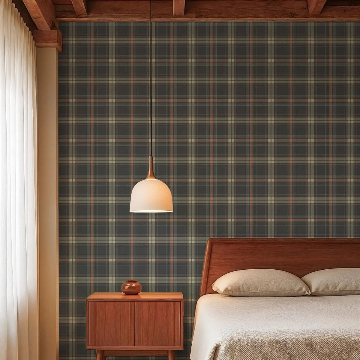 Mitchell Black English Check Wallpaper