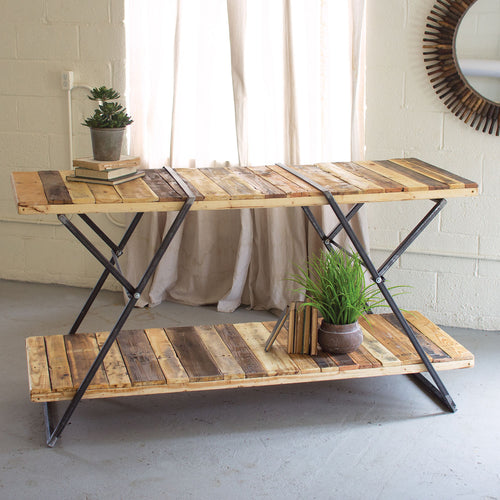 Folding Reclaimed Wood Console Table
