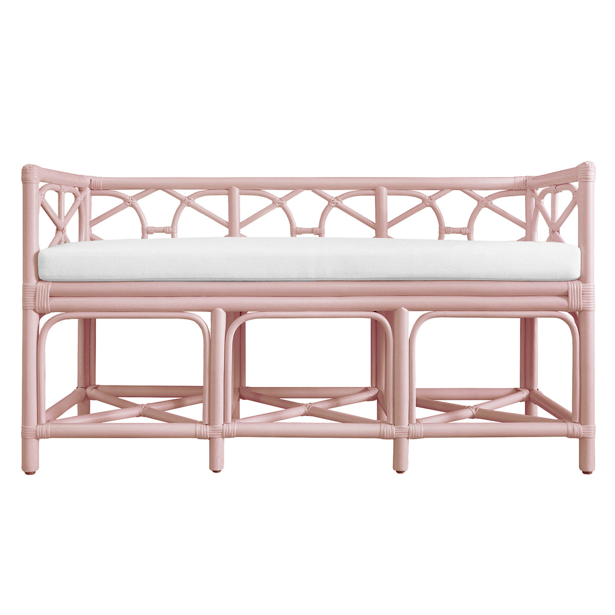 Worlds Away Ferguson Pink Rattan Bench in Pink Rattan, primary product view