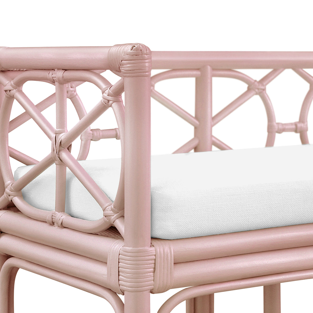 Worlds Away Ferguson Pink Rattan Bench