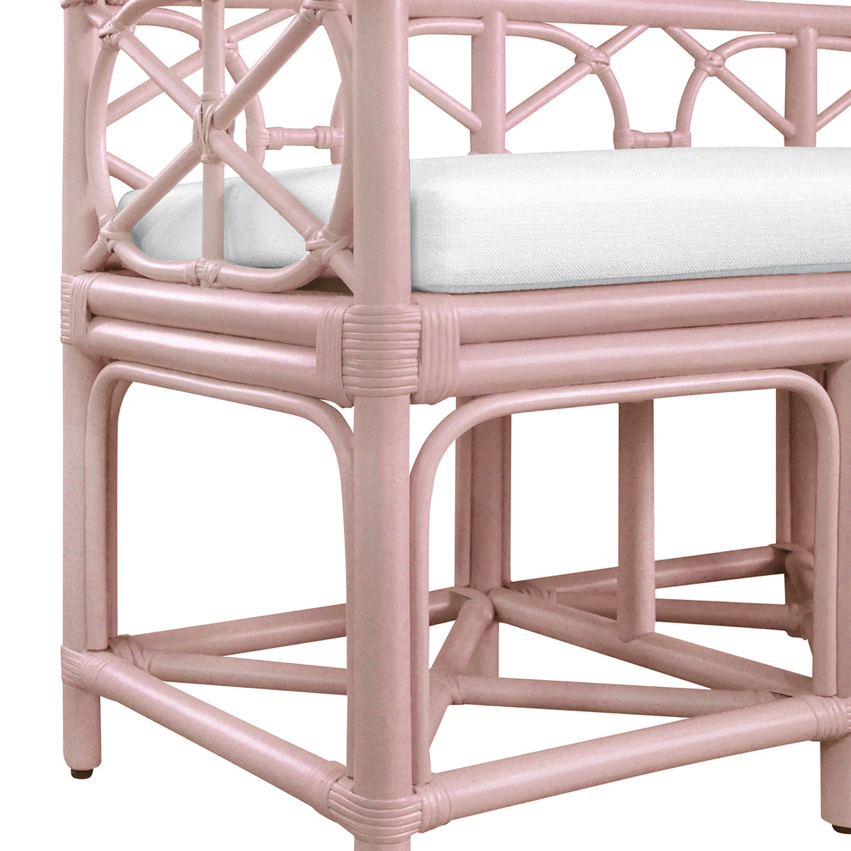 Worlds Away Ferguson Pink Rattan Bench