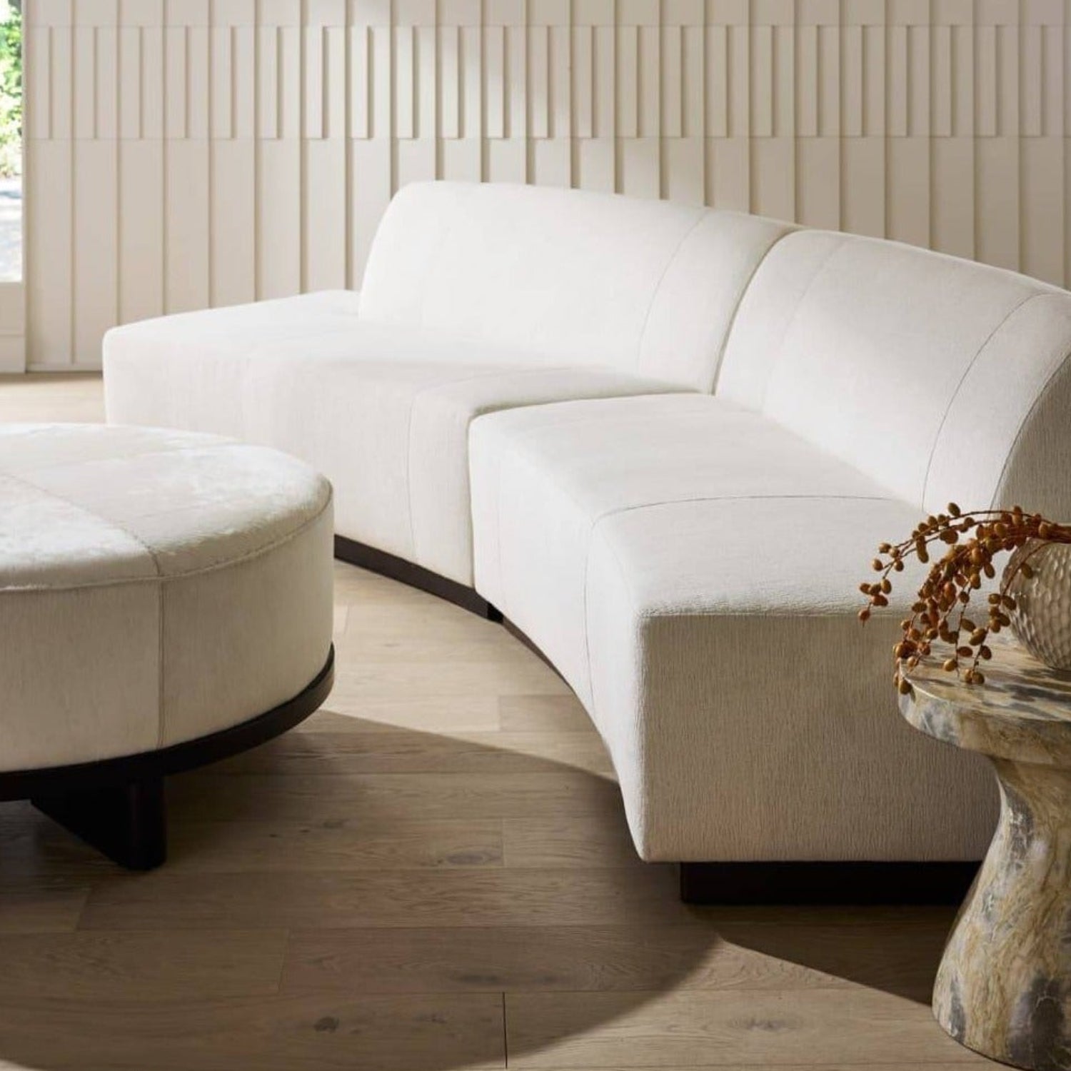 Arteriors Islander Vanilla Performance Boucle Left Sofa