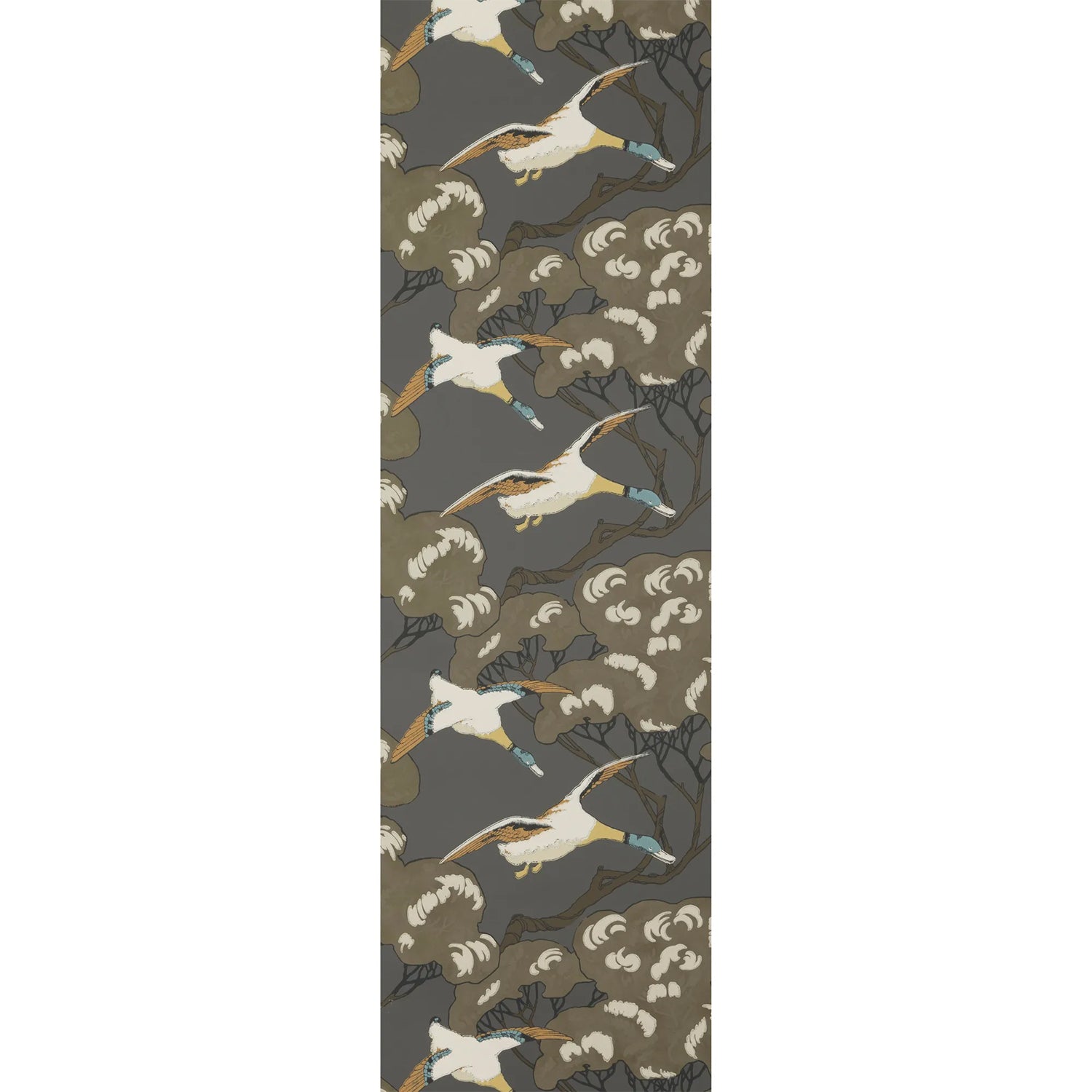 Mulberry Flying Ducks Charcoal Wallpaper