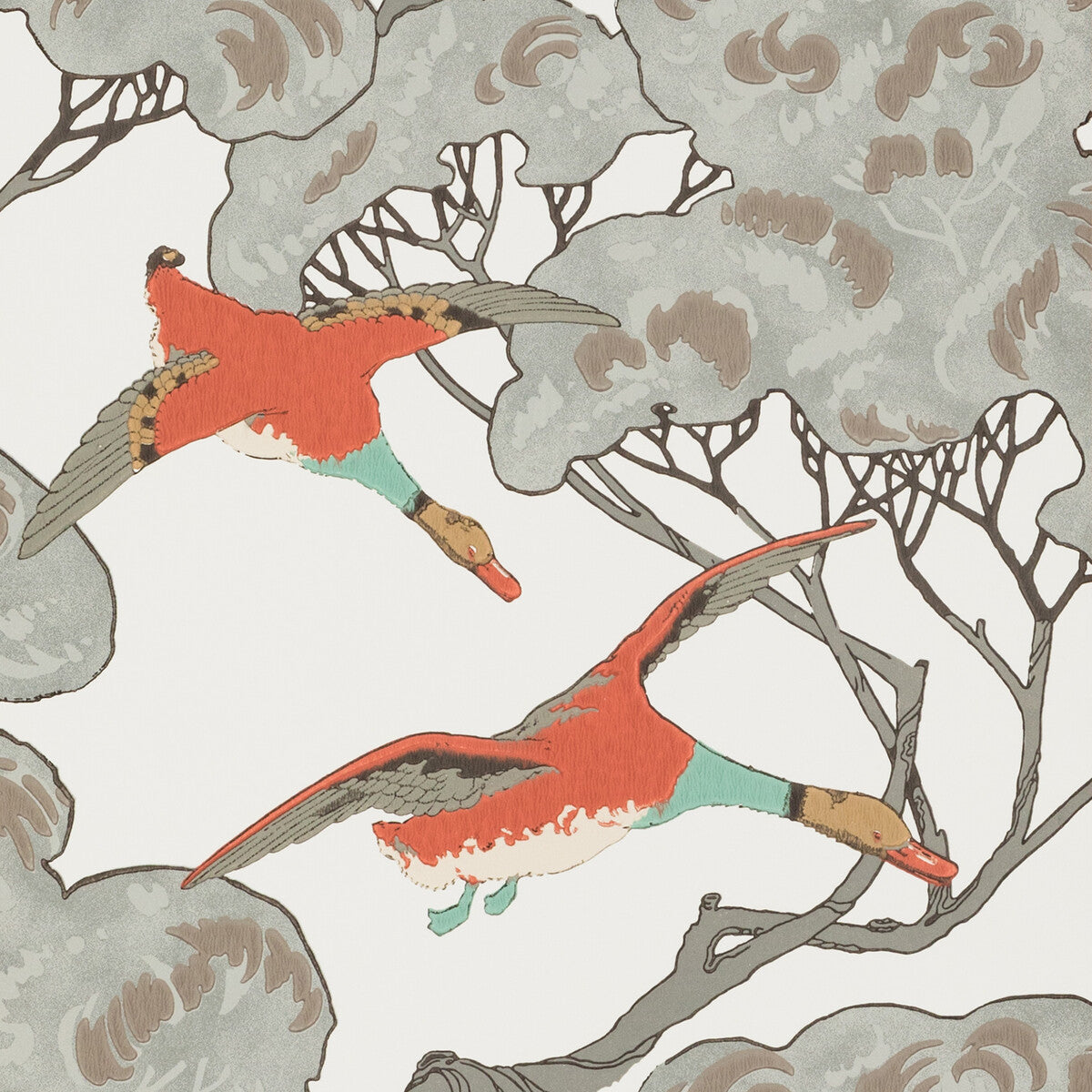 Mulberry Flying Ducks Coral/Clay Wallpaper