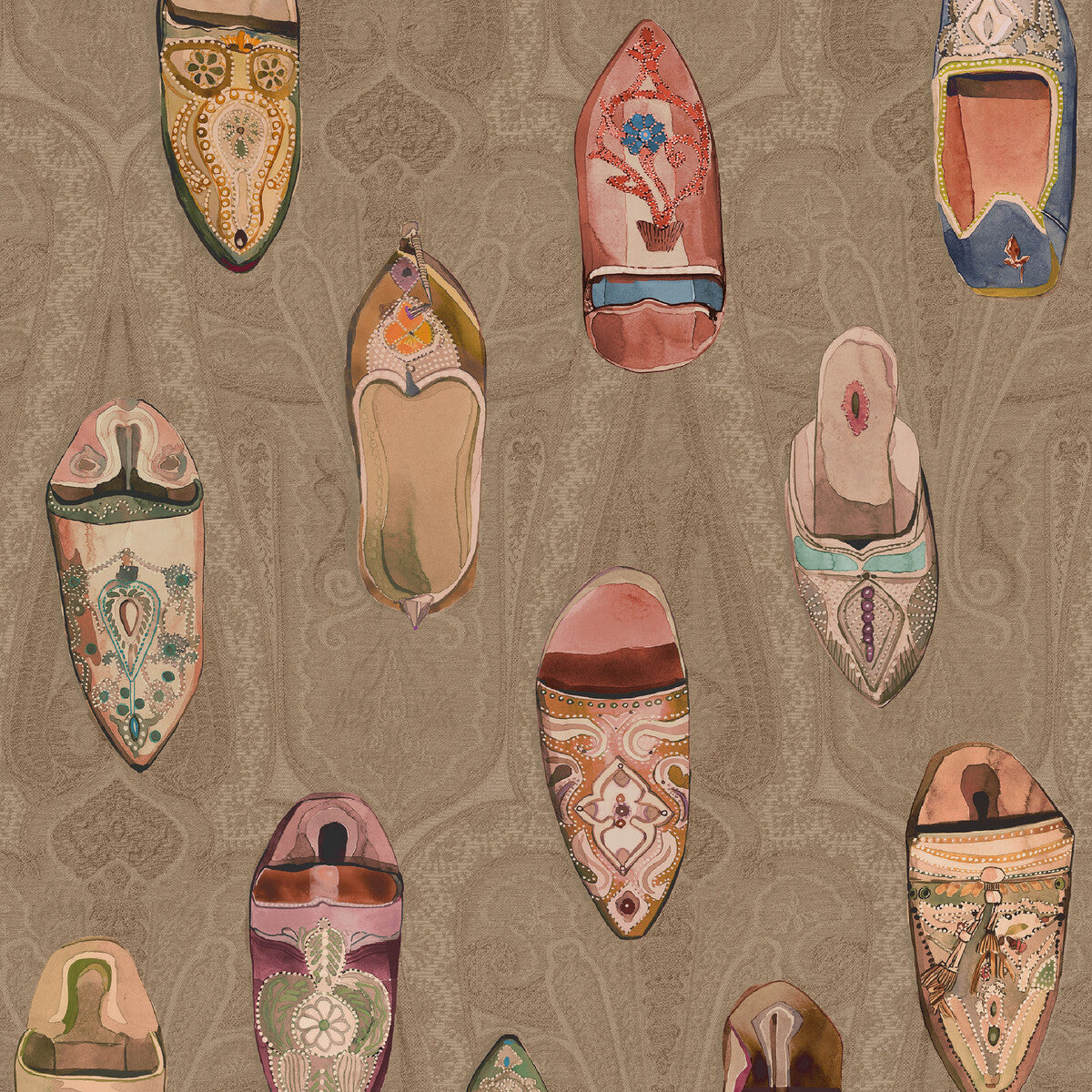 Mulberry Babouches Antique Wallpaper