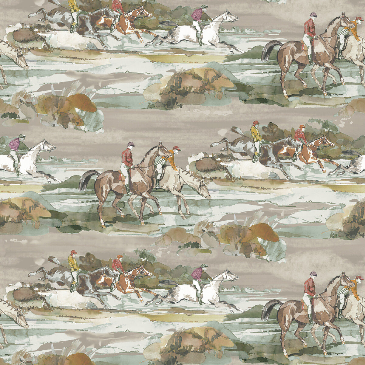 Mulberry Morning Gallop Grey/Sand Wallpaper