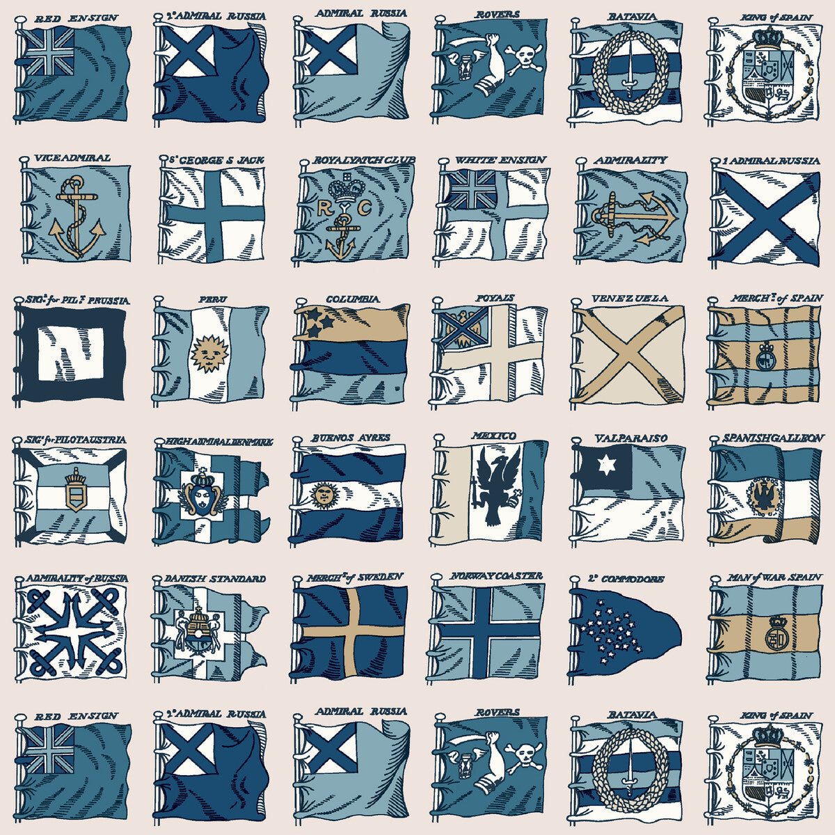 Mulberry Naval Ensigns Blue Wallpaper