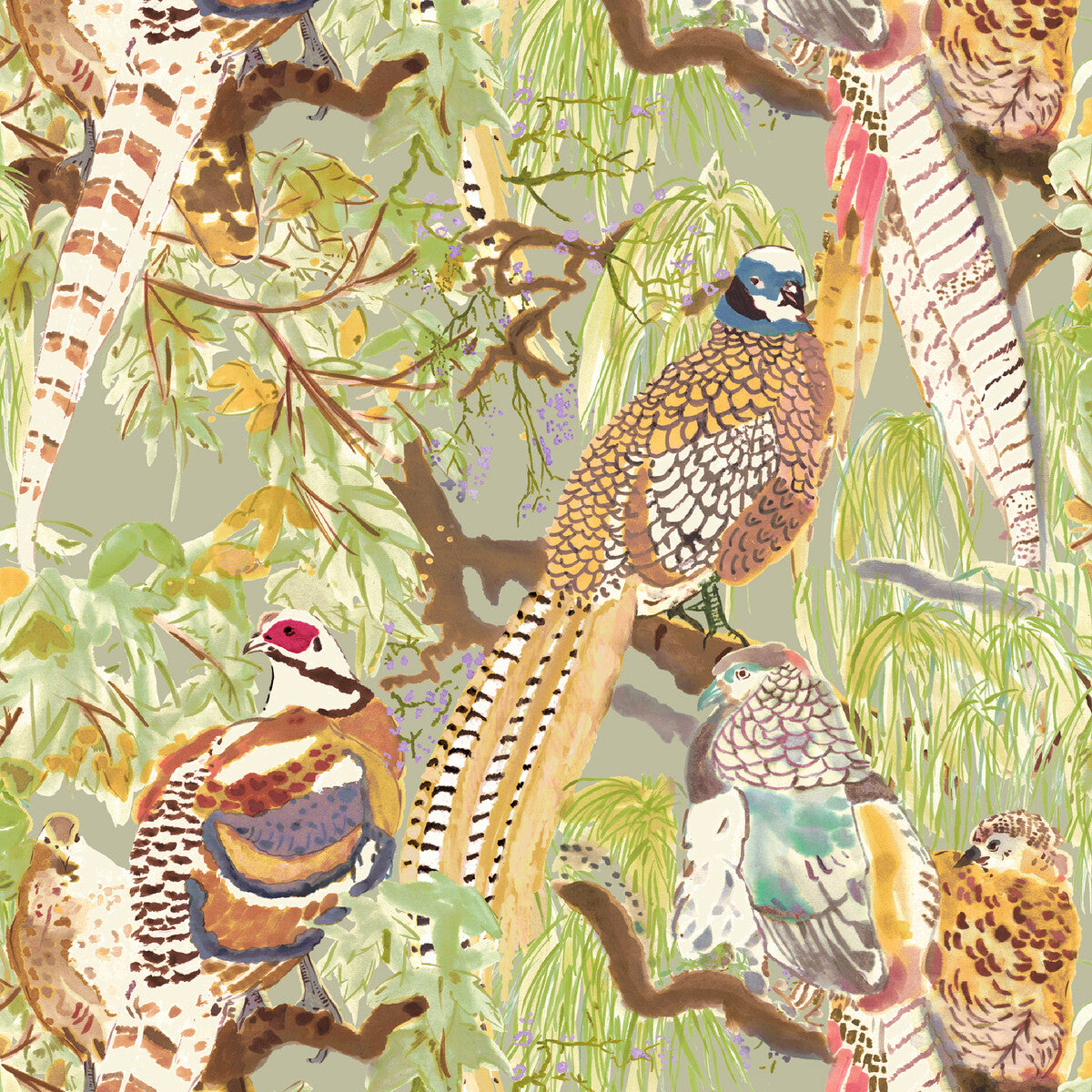 Mulberry Game Birds Multi Wallpaper