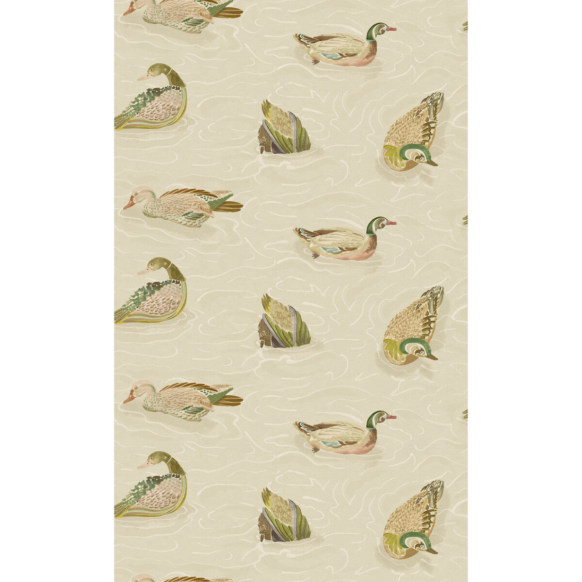 Mulberry Duck Pond Emerald/Stone Wallpaper