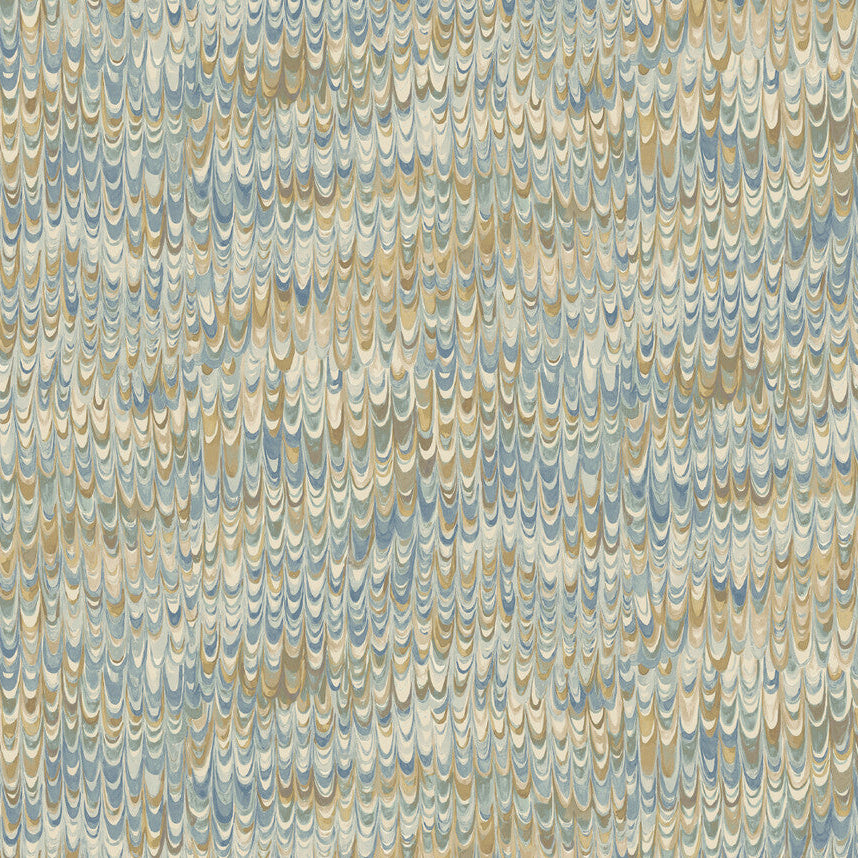 Mulberry End Paper Blue/Sand Wallpaper