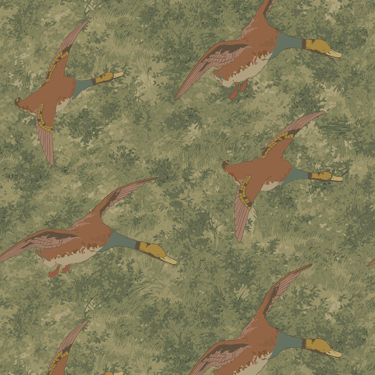 Mulberry Forest Ducks Lovat Wallpaper