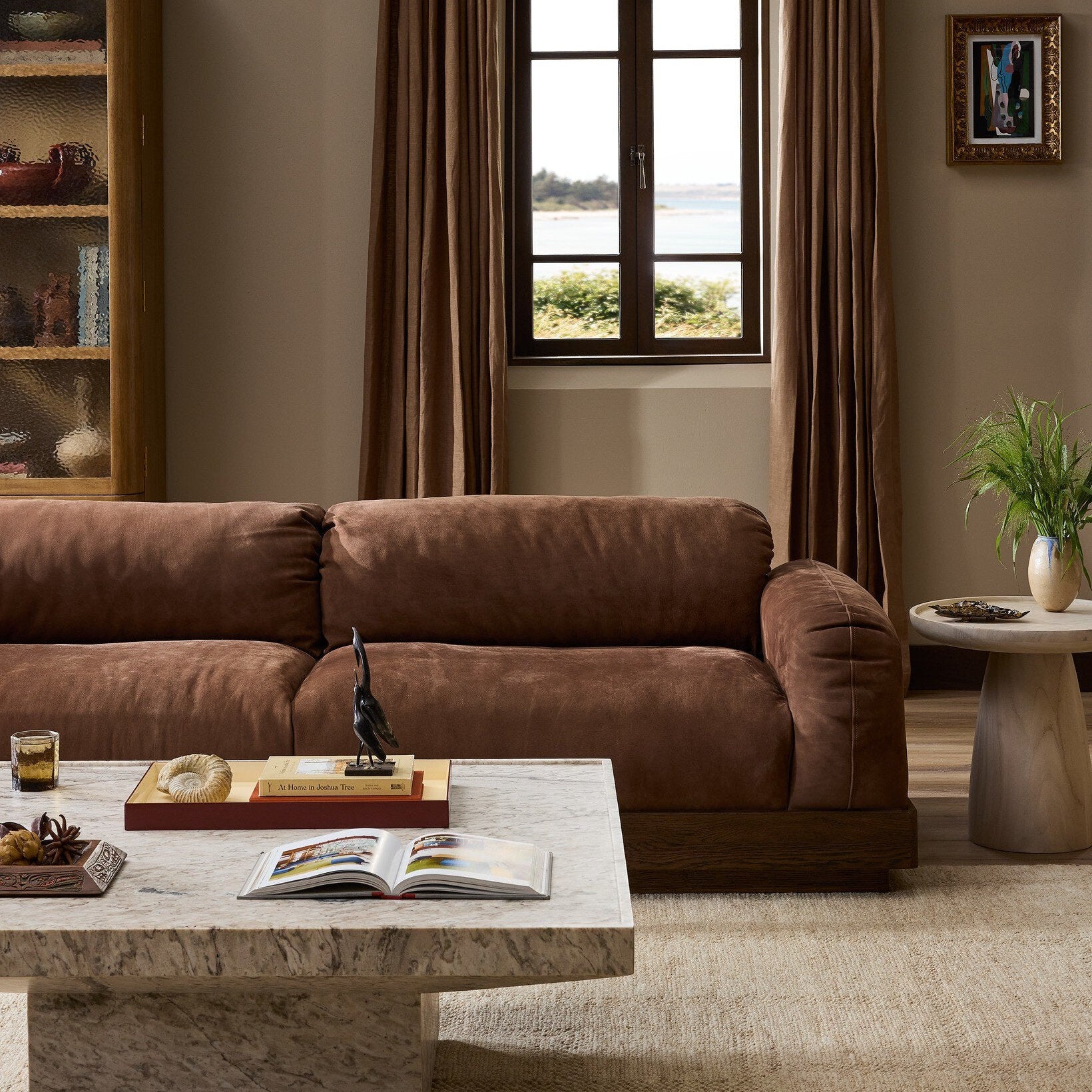 Four Hands Voller Nubuck Tobacco 96in Sofa - detail view