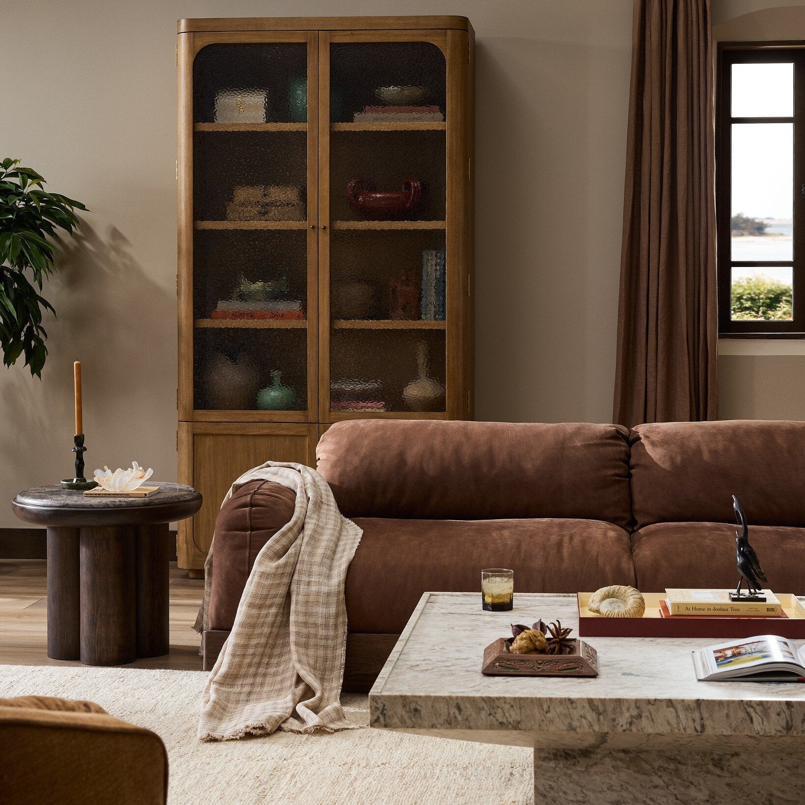 Four Hands Lansford Natural Parawood Cabinet - styled room scene