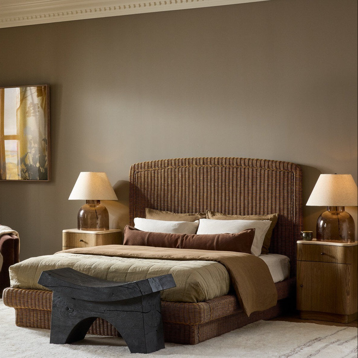 Four Hands Costa Natural Brown Rattan Bed - detail view (view 2)