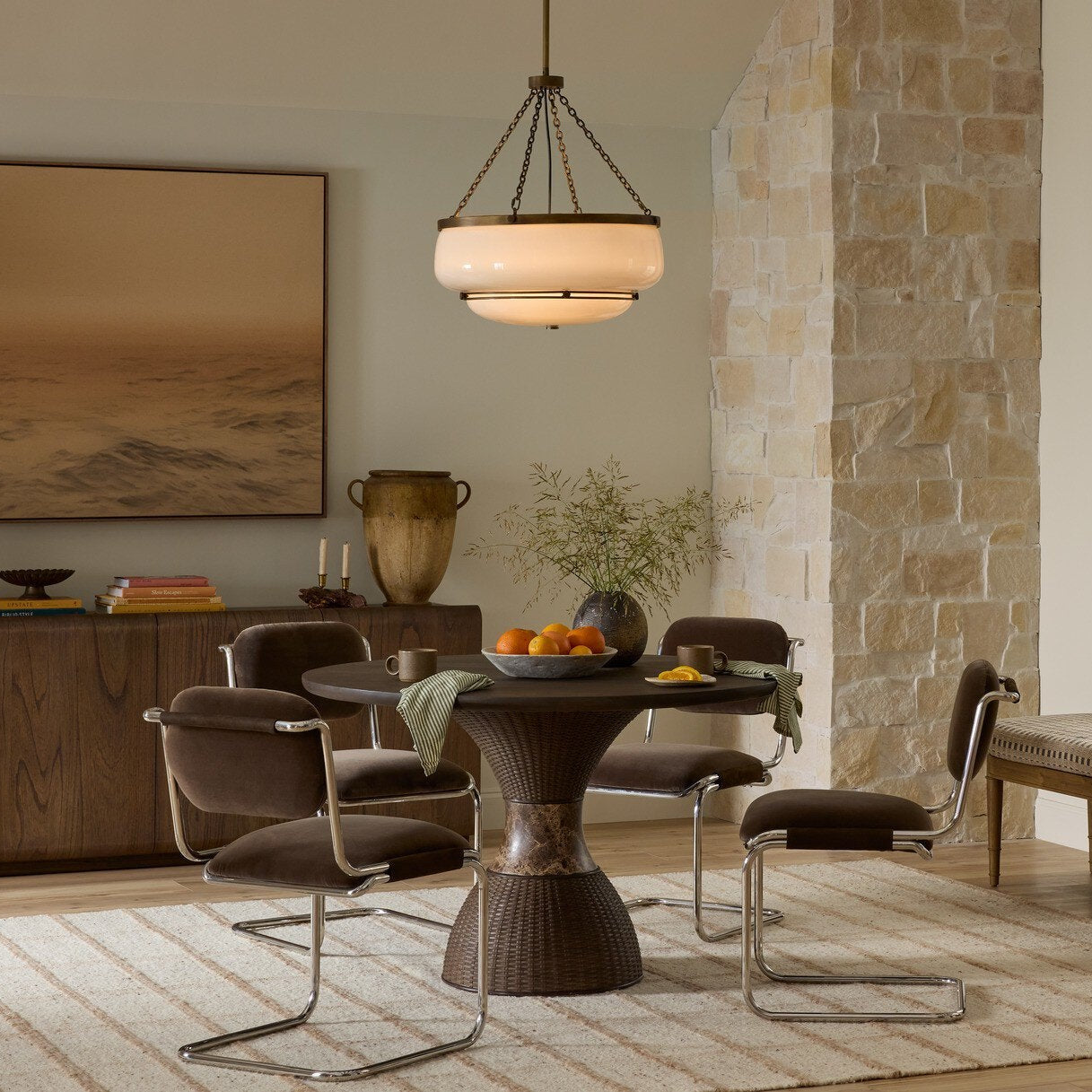 Four Hands Bram Surrey Mink Dining Chair styled room scene 3