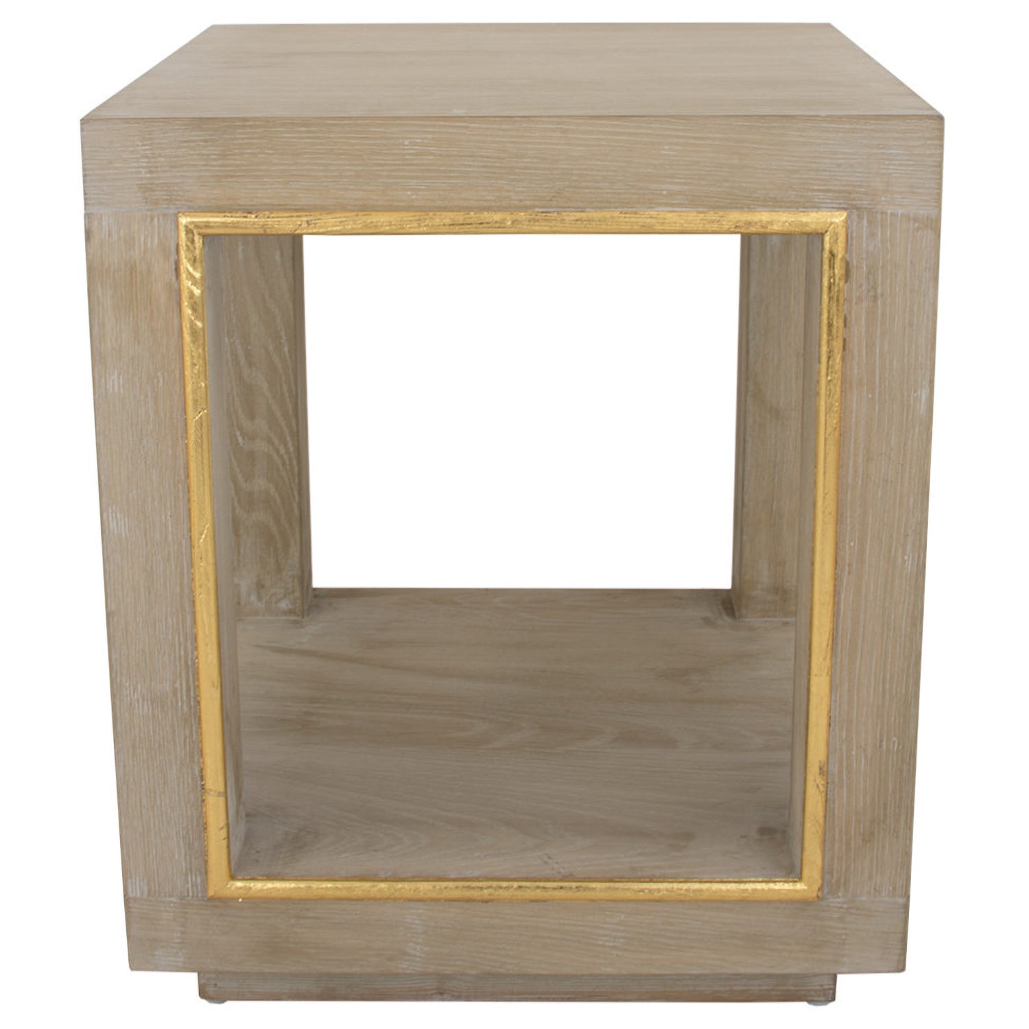 Open Cube Natural and Gold Side Table