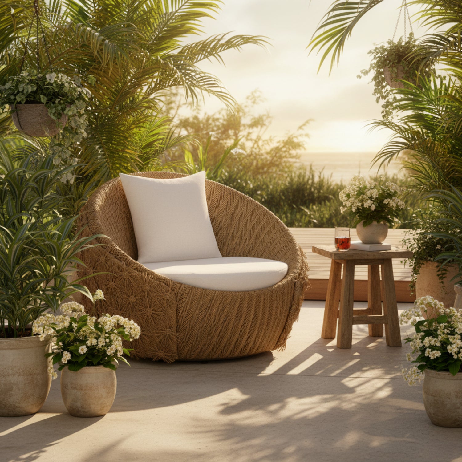 Arteriors Florian Outdoor Swivel Lounge Chair