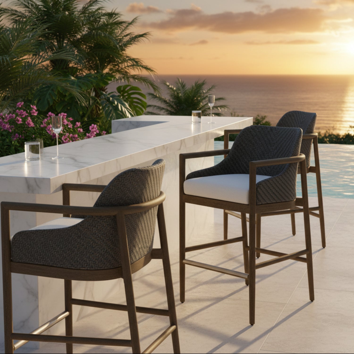 Arteriors Chilton Dark Gray Wash Outdoor Bar Stool