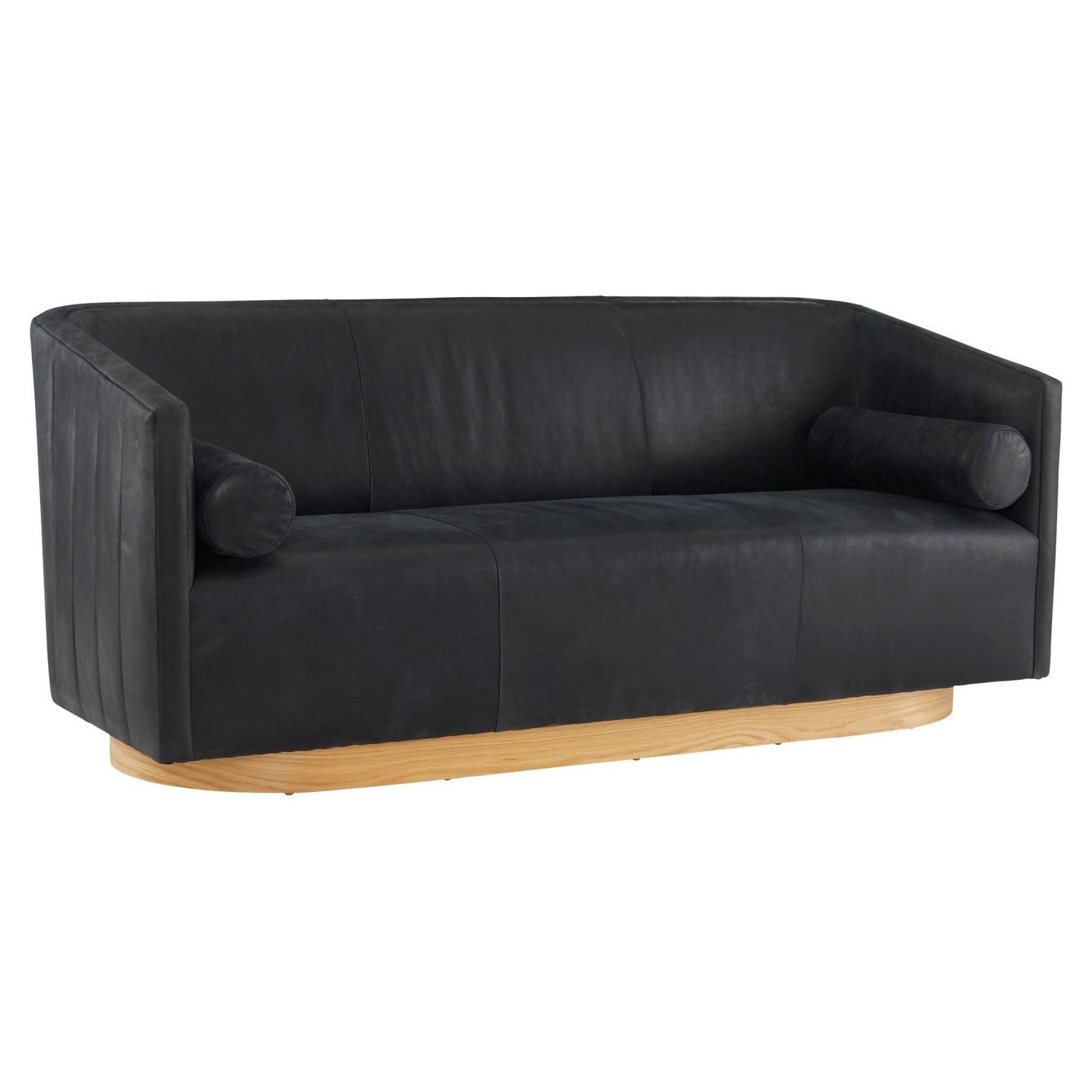 Arteriors Huxley Noir Leather White Oyster Sofa