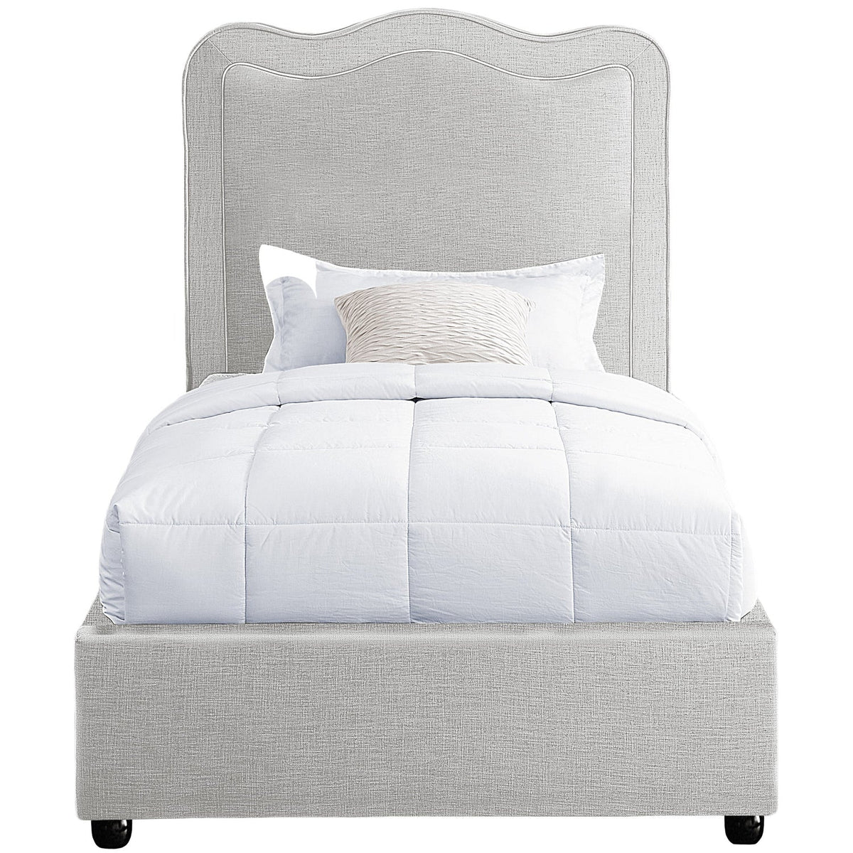 Felix Cream Linen Textured Fabric Upholstered Bed