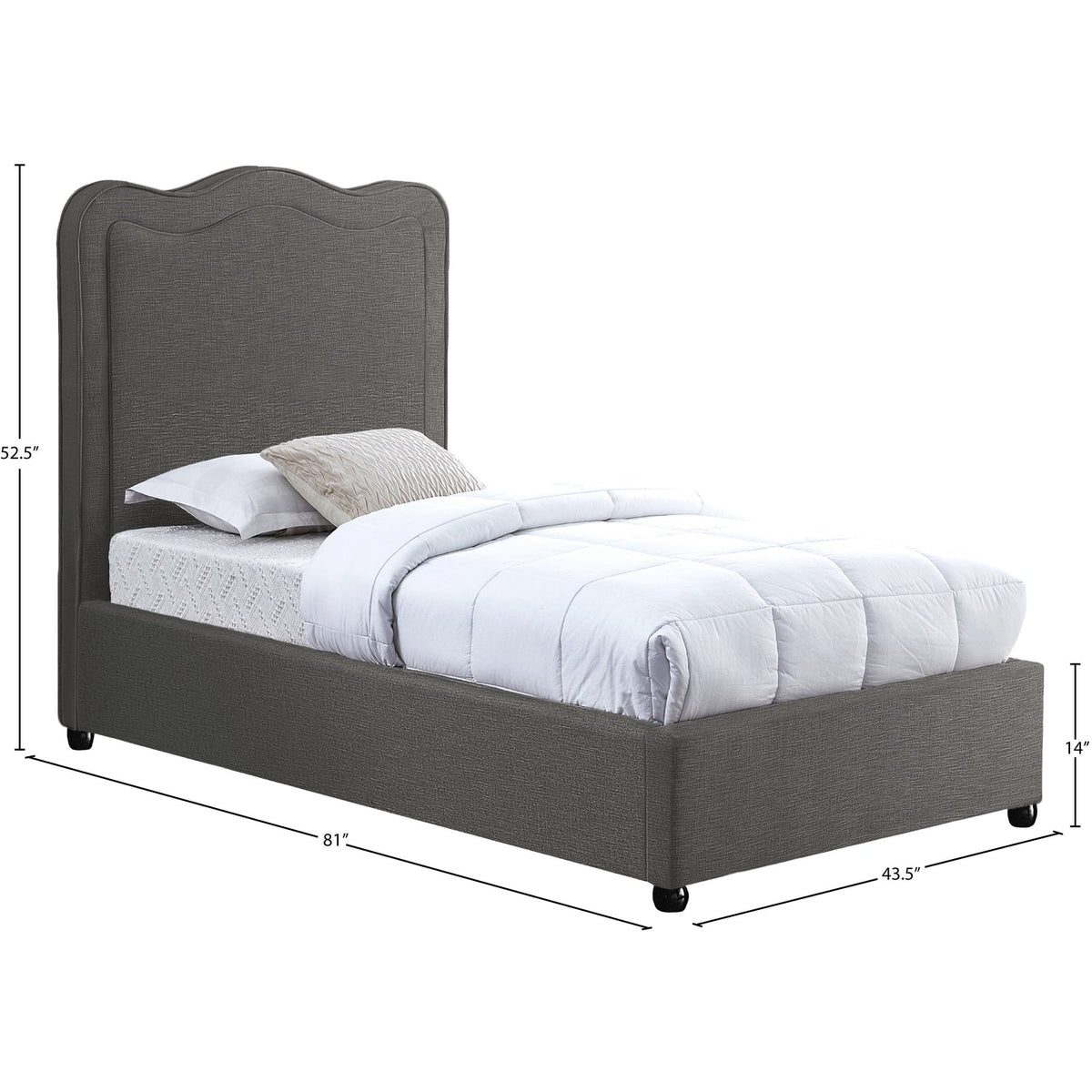 Felix Grey Linen Textured Fabric Upholstered Bed