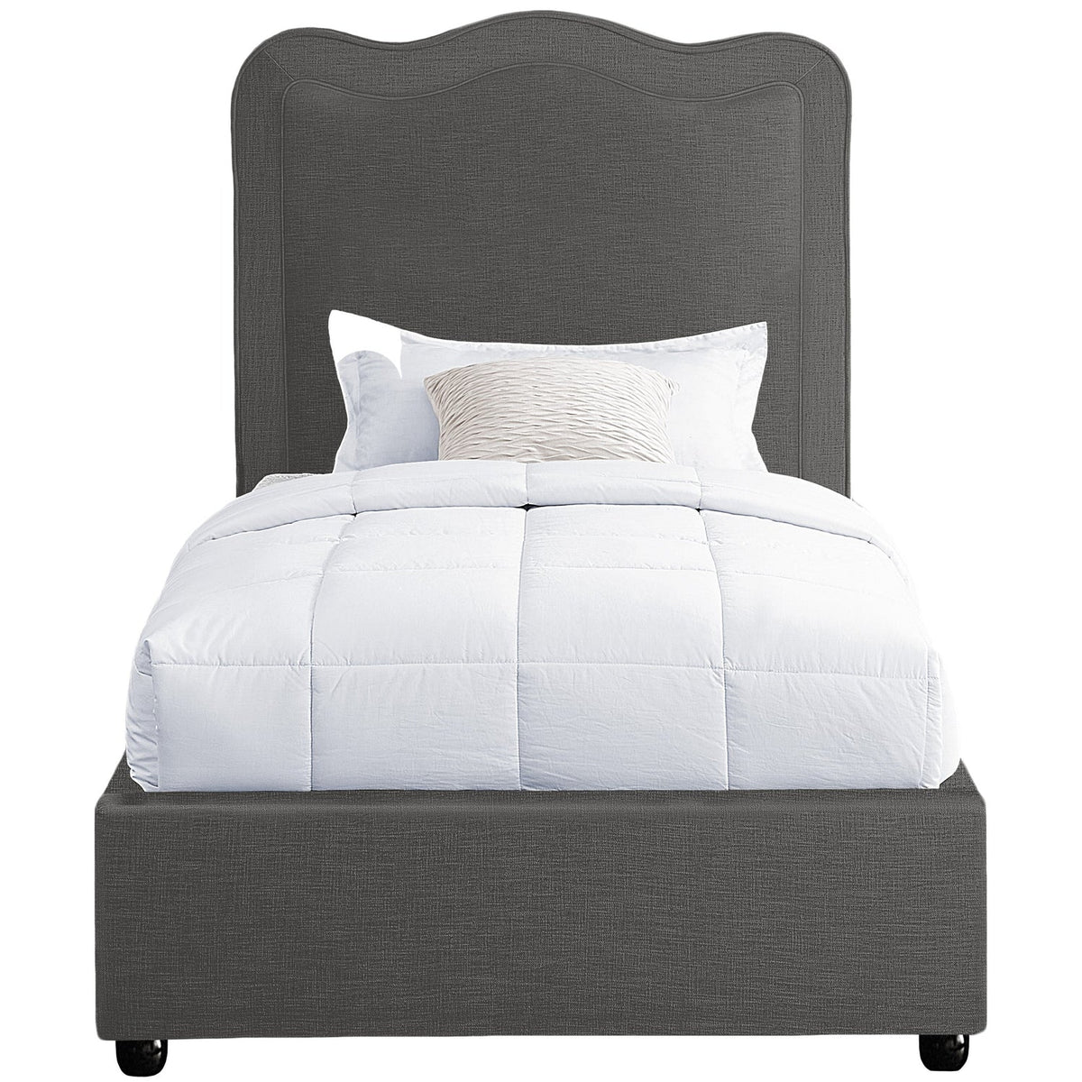 Felix Grey Linen Textured Fabric Upholstered Bed