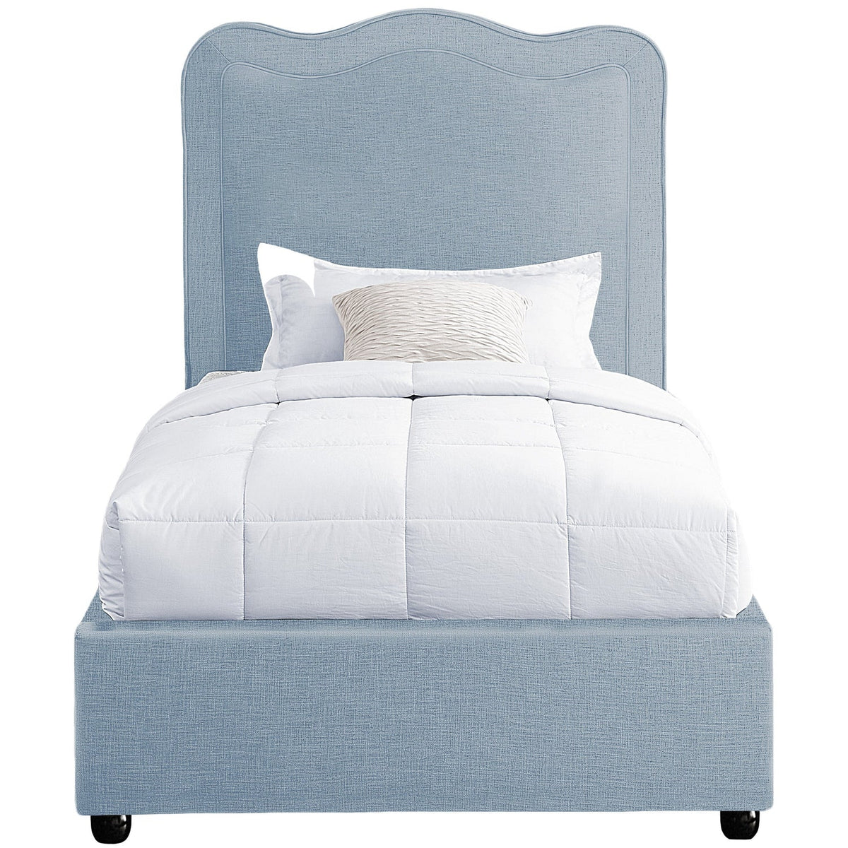 Felix Light Blue Linen Textured Fabric Upholstered Bed