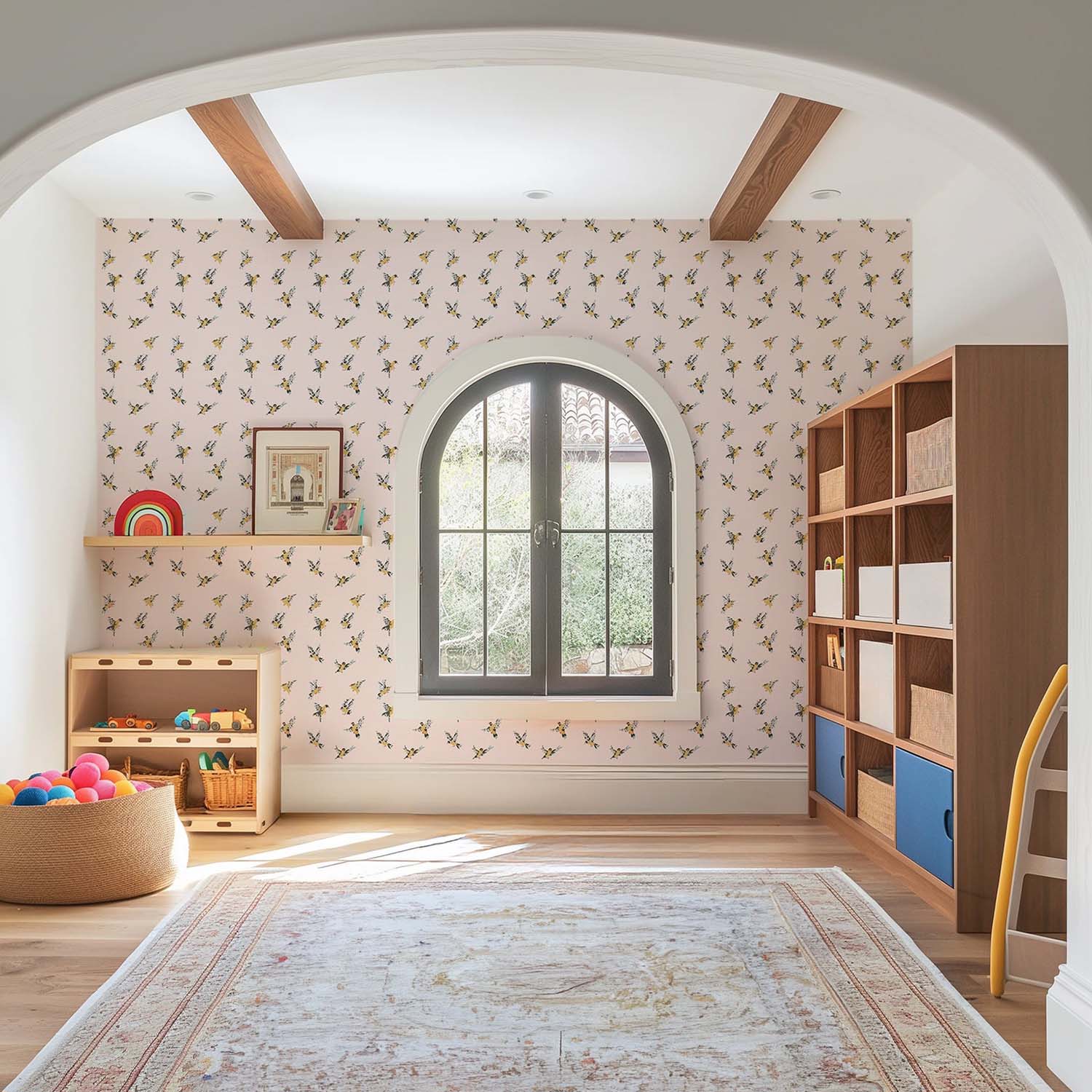 Mitchell Black Flight of the Finches Wallpaper