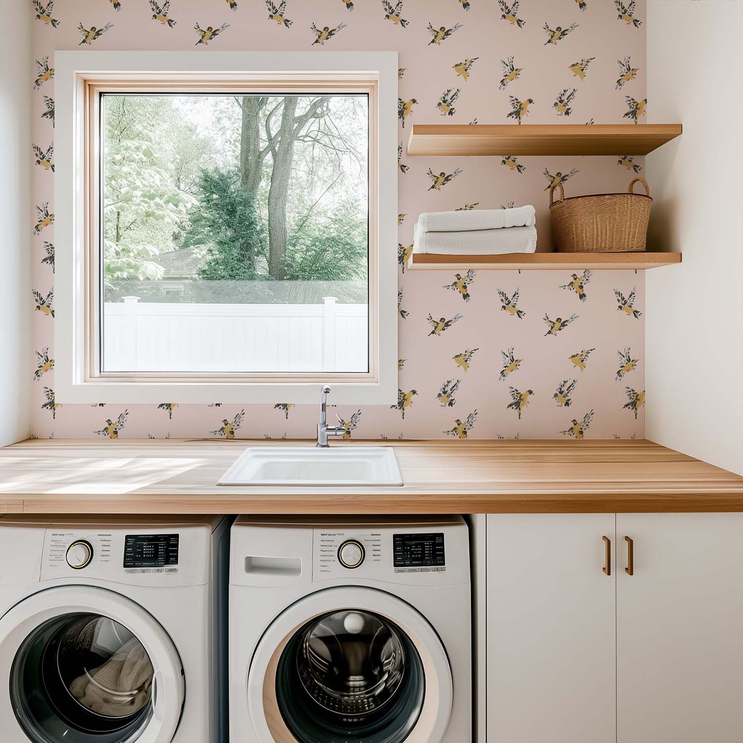 Mitchell Black Flight of the Finches Wallpaper