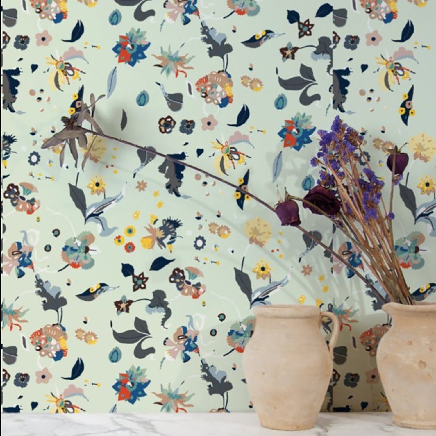 Mitchell Black Floral Bliss Wallpaper – Paynes Gray