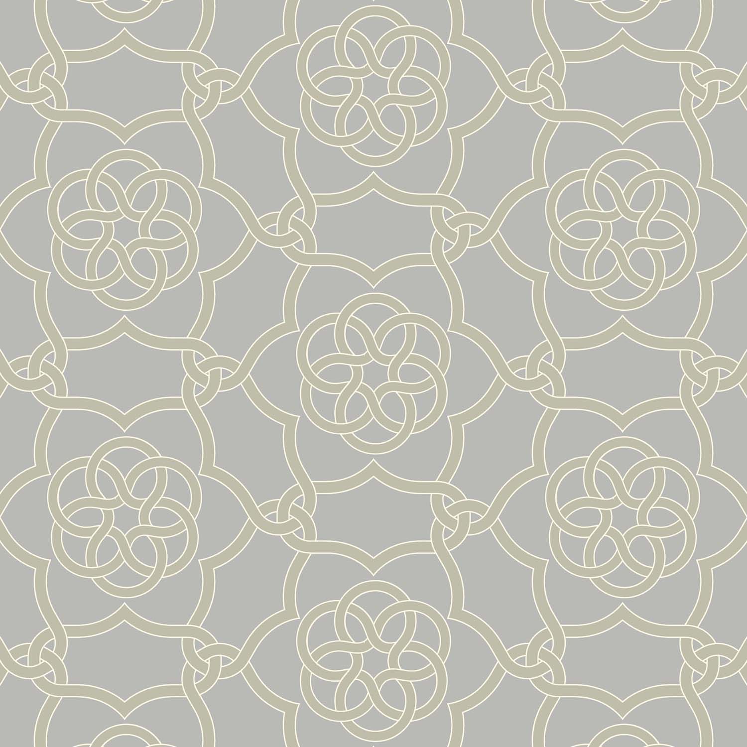 Floret Lattice floral wallpaper in Silver Sage, panel detail