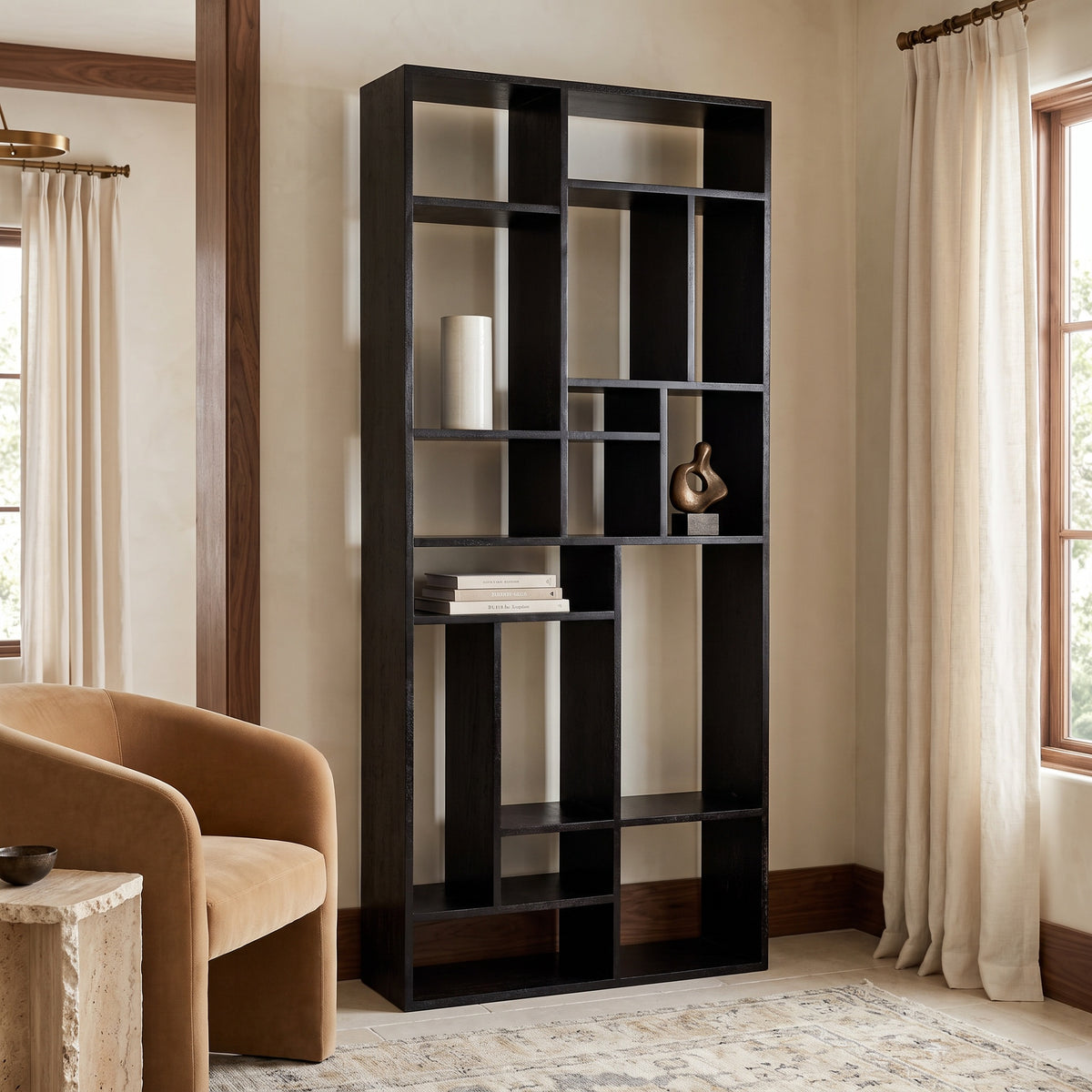 Noir Malic Black Walnut Shelf