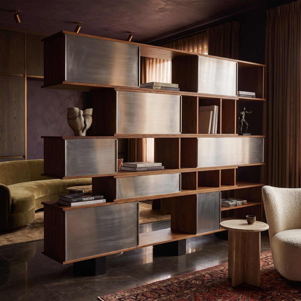 Noir Cyrus Shelving with Aluminum Panels