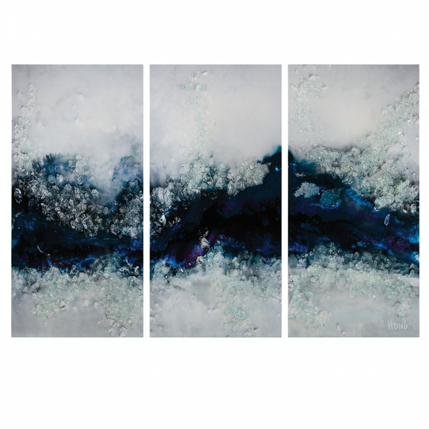 John Richard Mary Hong's Flowing River Triptych Framed Art Set of 3