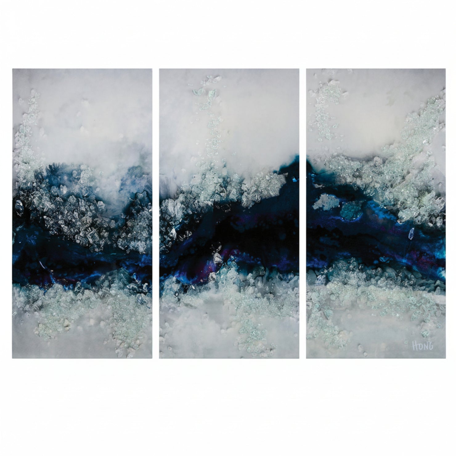 John Richard Mary Hong's Flowing River Triptych Framed Art Set of 3