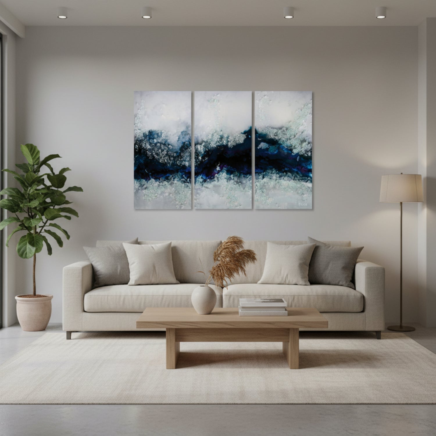 John Richard Mary Hong's Flowing River Triptych Framed Art Set of 3