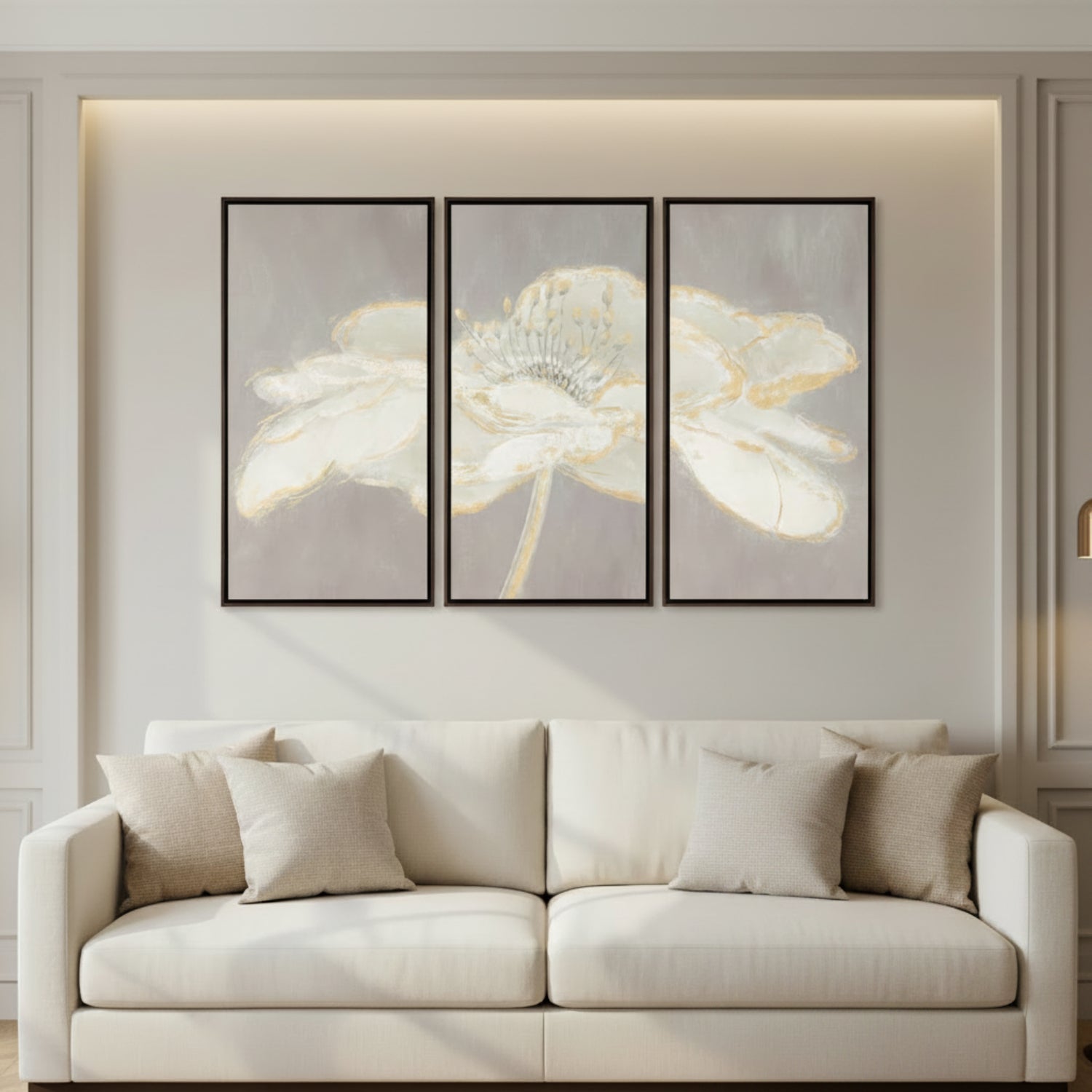 John Richard Linda Wood's Moon Daisy Triptych Framed Art Set of 3