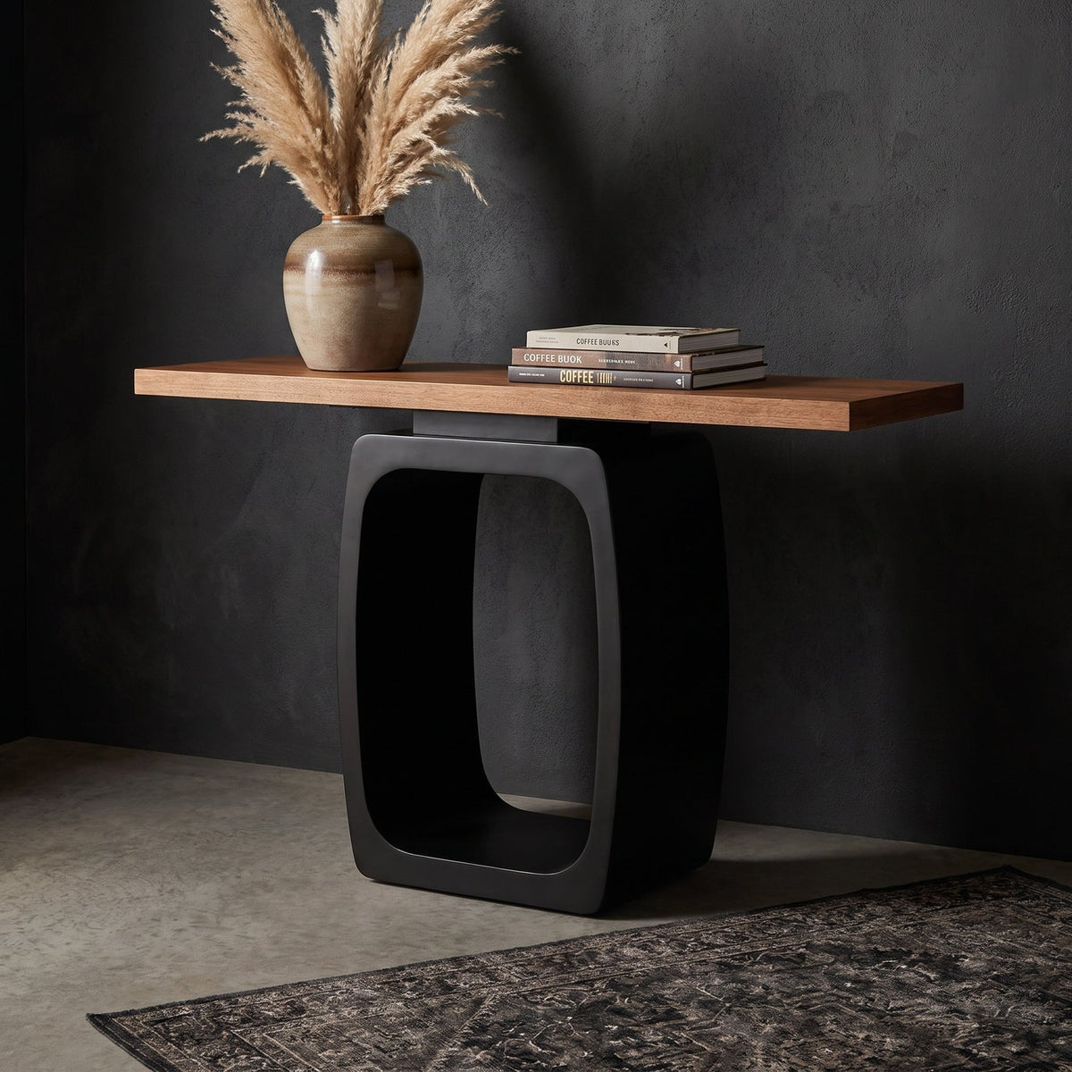 Noir Axel Console Table with Iron Base