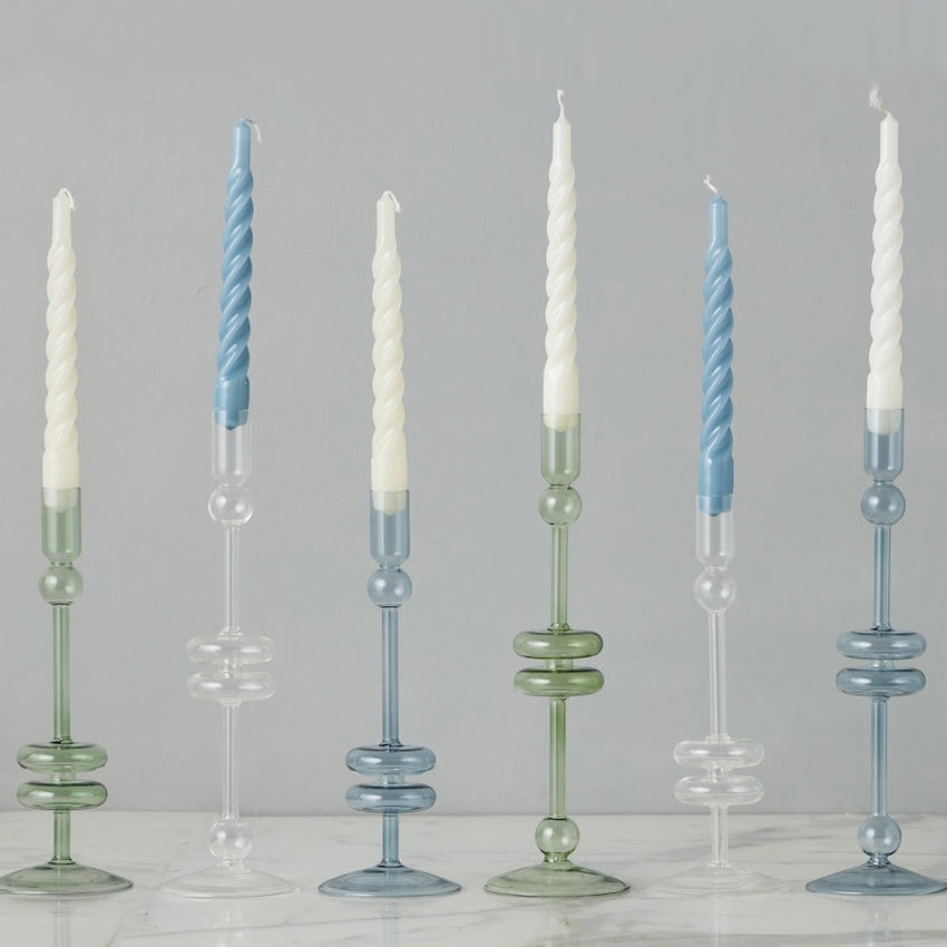 Etu Home Glass Candlestick Set of 2