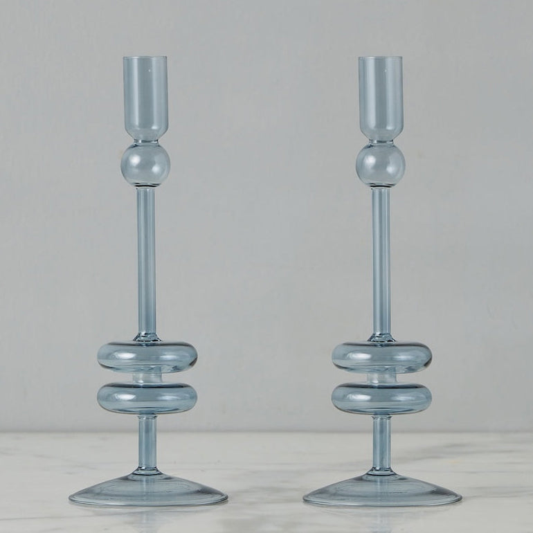 Etu Home Glass Candlestick Set of 2