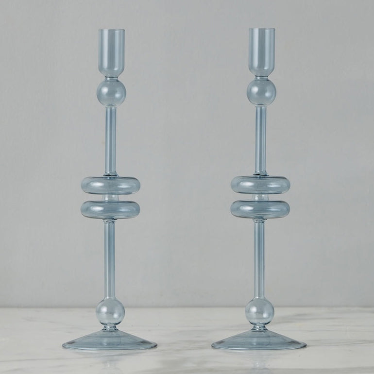 Etu Home Glass Candlestick Set of 2