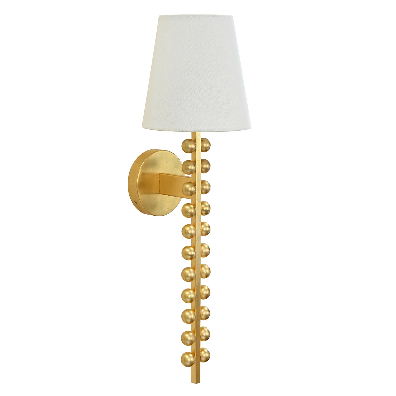 Close-up of the gold leaf metal finish on the Gino Gold Wall Sconce