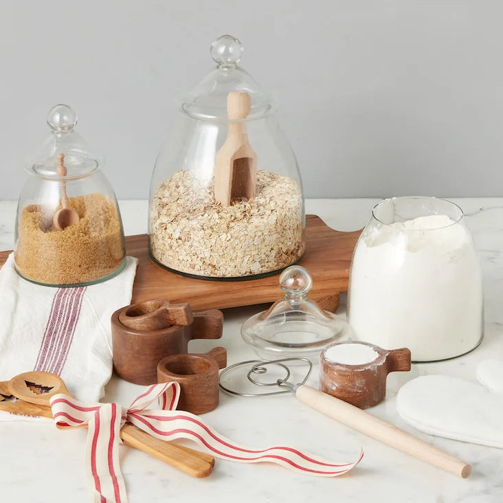 Etu Home Vintage Glass Bon Bon Jar with Lid Set of 2