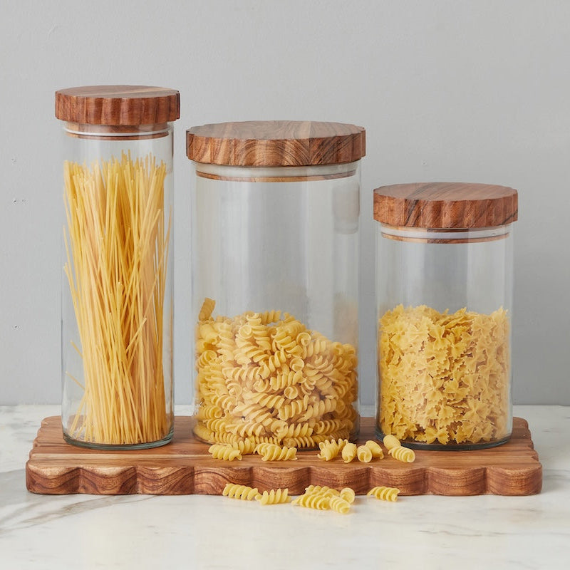 Etu Home Scalloped Glass Canister Set of 3