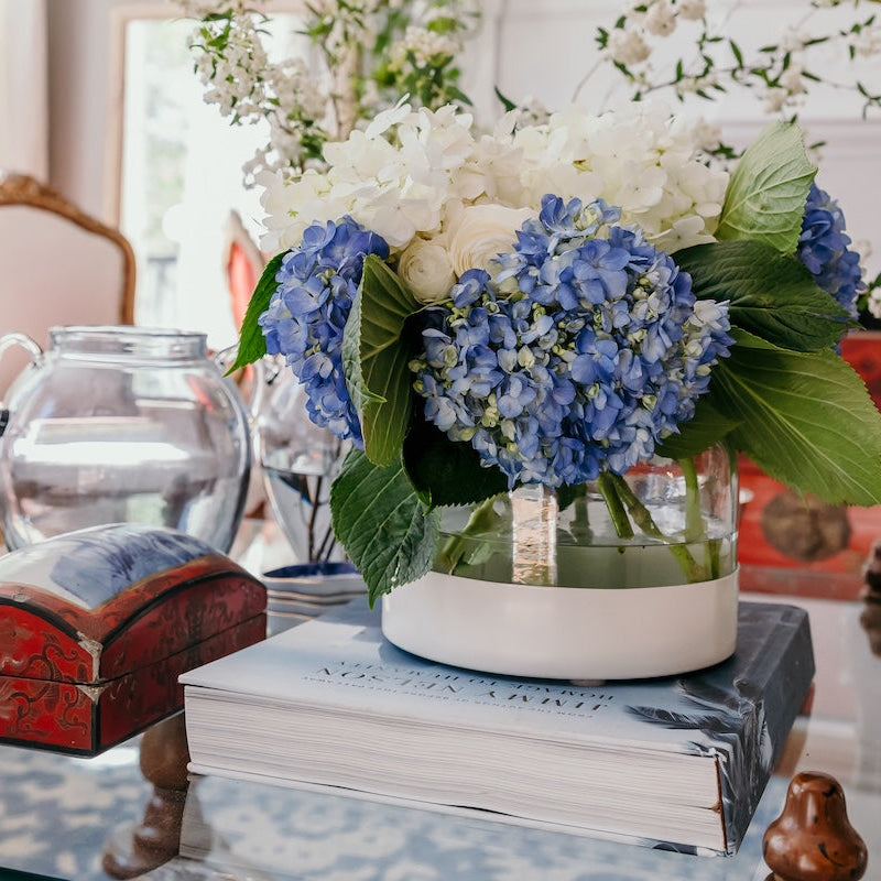 Etu Home Glass Bloom White Removable Base Vase