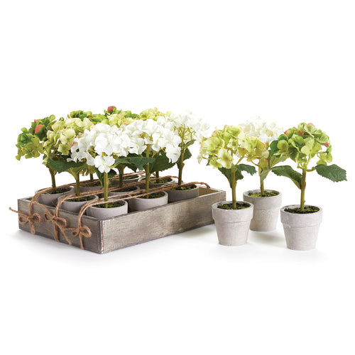 Hydrangea White Potted Mini Faux Plant Set of 12