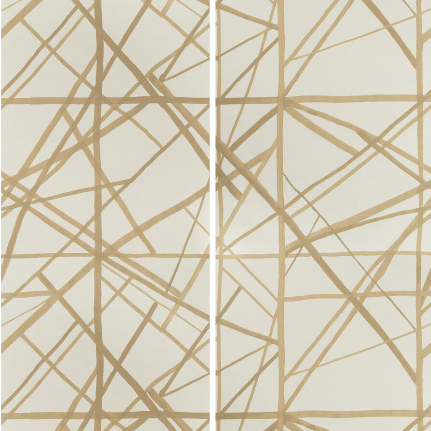 Kelly Wearstler x Lee Jofa Modern Channels Paper Latte/Suede Wallpaper