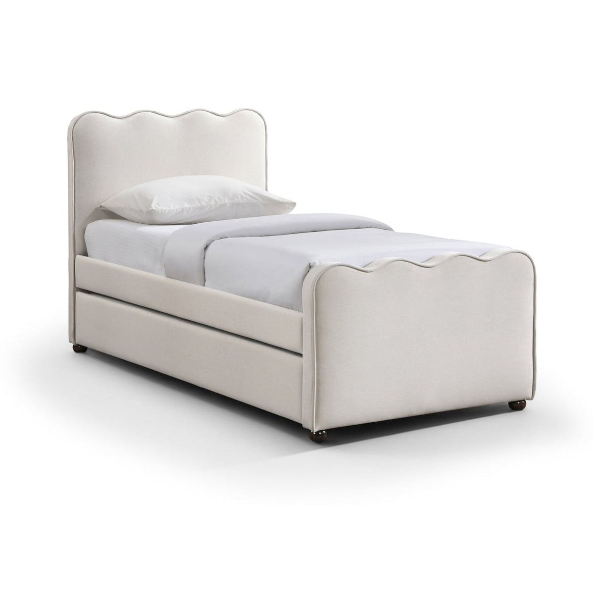 Gatsby Cream Mohair Velvet Twin Trundle Bed in cream mohair velvet, primary product view